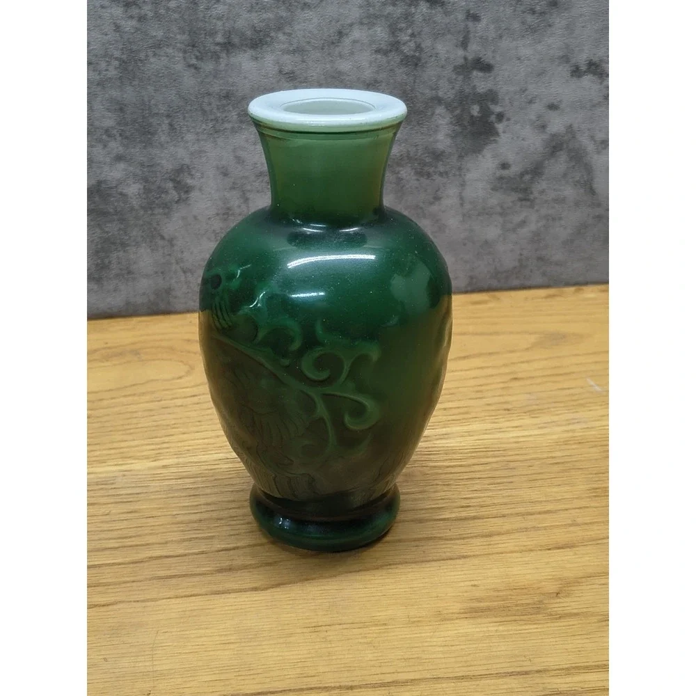 Avon Vase Vintage Jade Green Cased Glass  Spring Bouquet Fragranced